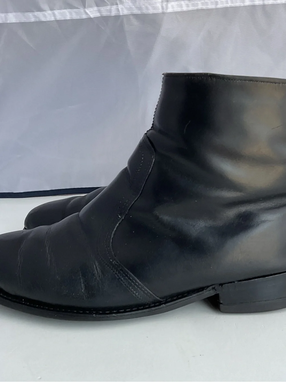 intage Black Leather Side Zip Man Made Boots Men’s Size 10 EEE